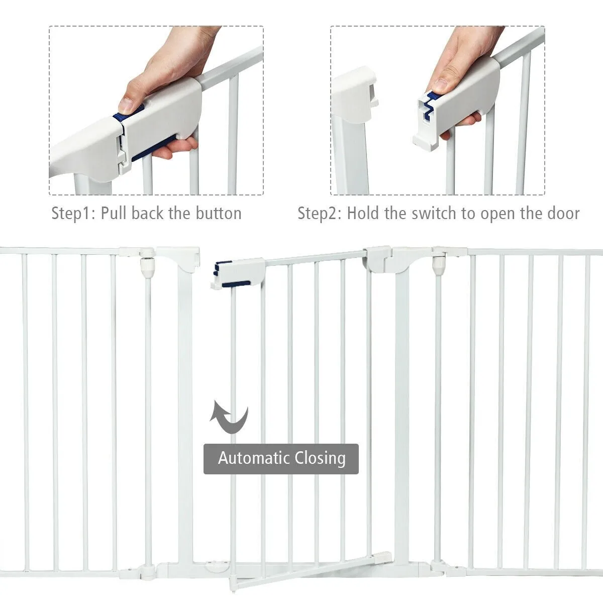 5 Panel Adjustable Baby Gate - White