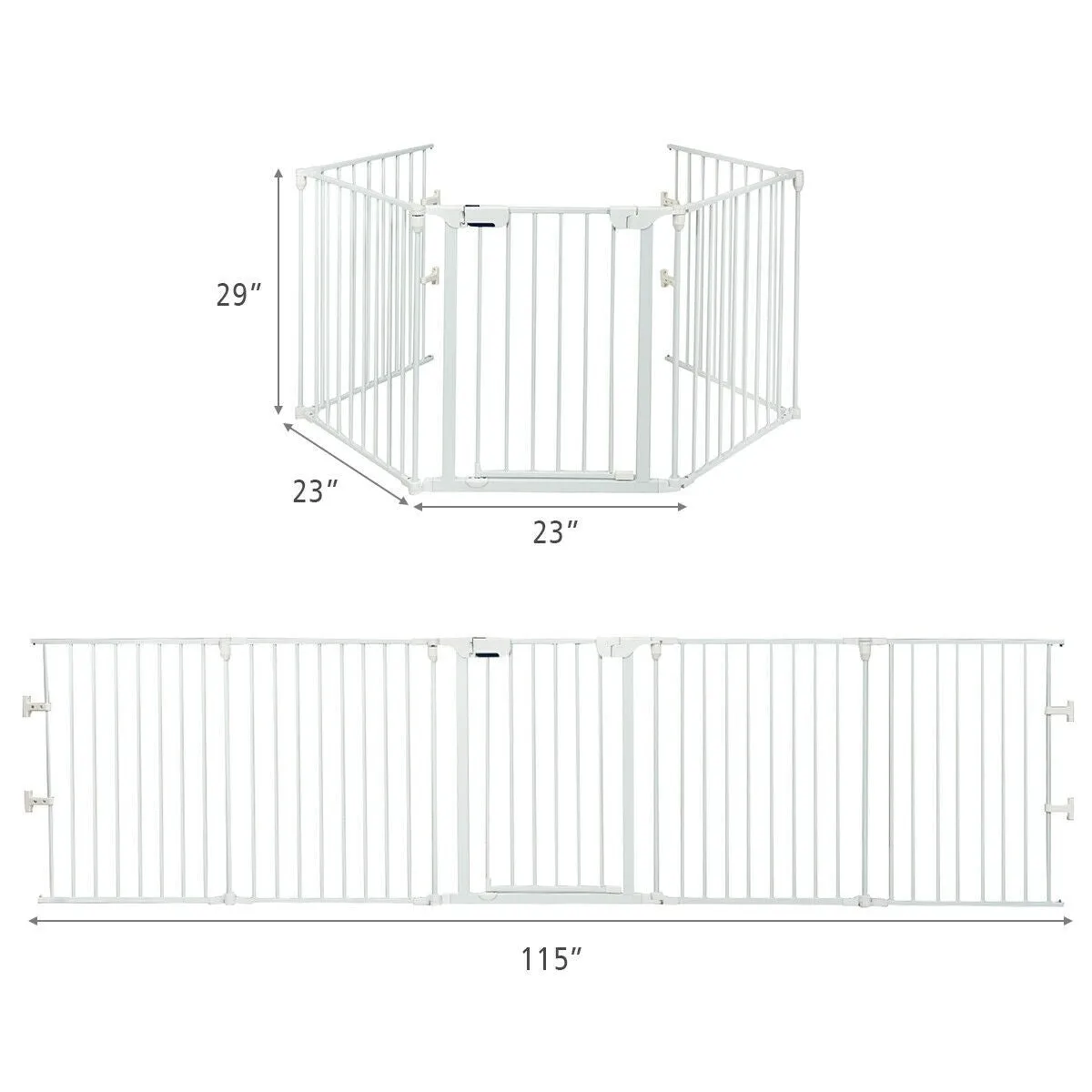 5 Panel Adjustable Baby Gate - White