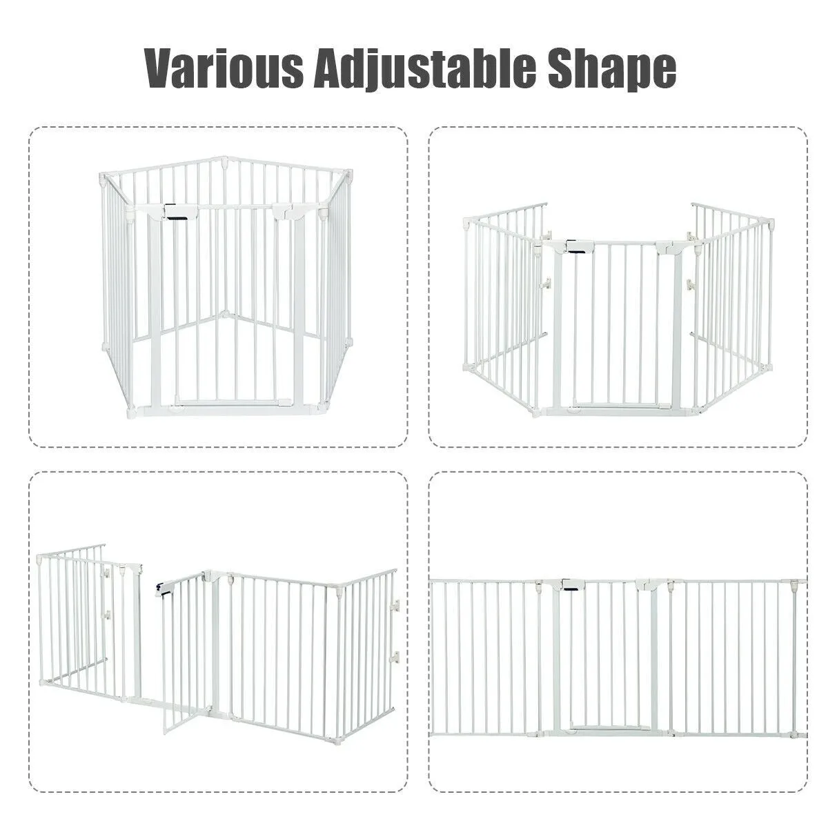 5 Panel Adjustable Baby Gate - White