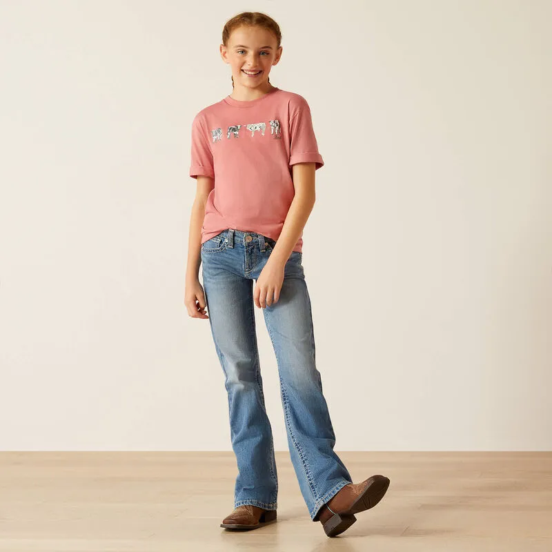 Ariat Girl's Dusty Rose Mini Cow Squad Tee 10052539