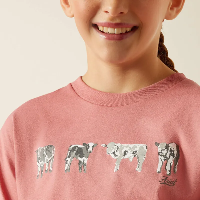 Ariat Girl's Dusty Rose Mini Cow Squad Tee 10052539