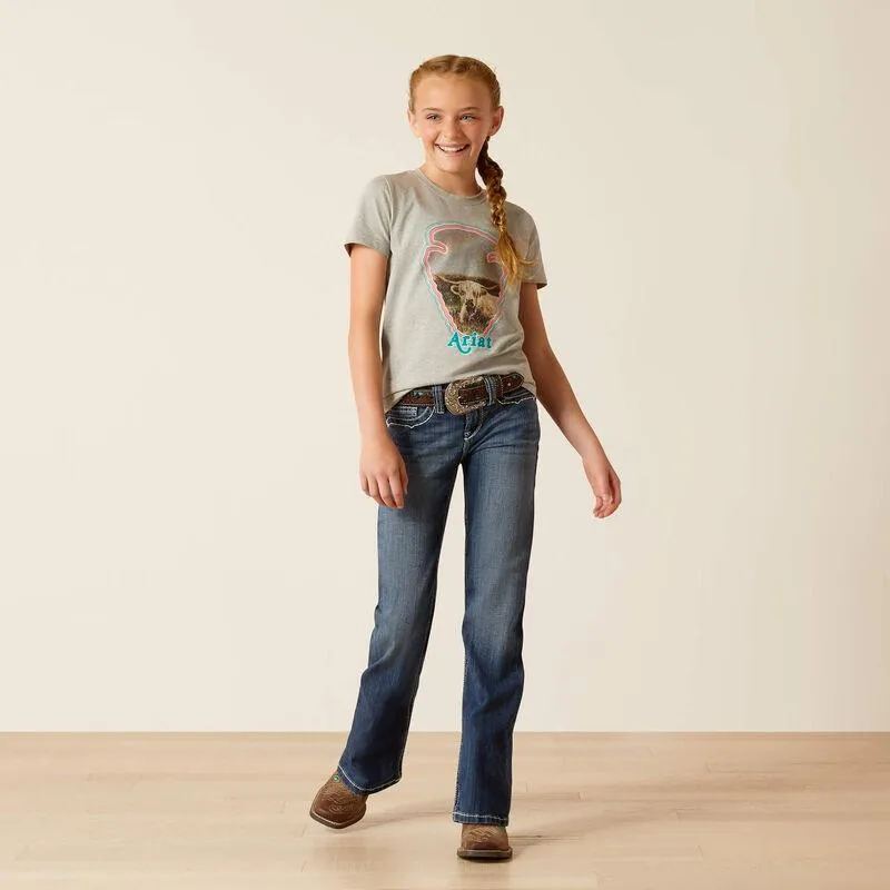 Ariat Girl's Heather Grey Arrowhead Tee 10048588