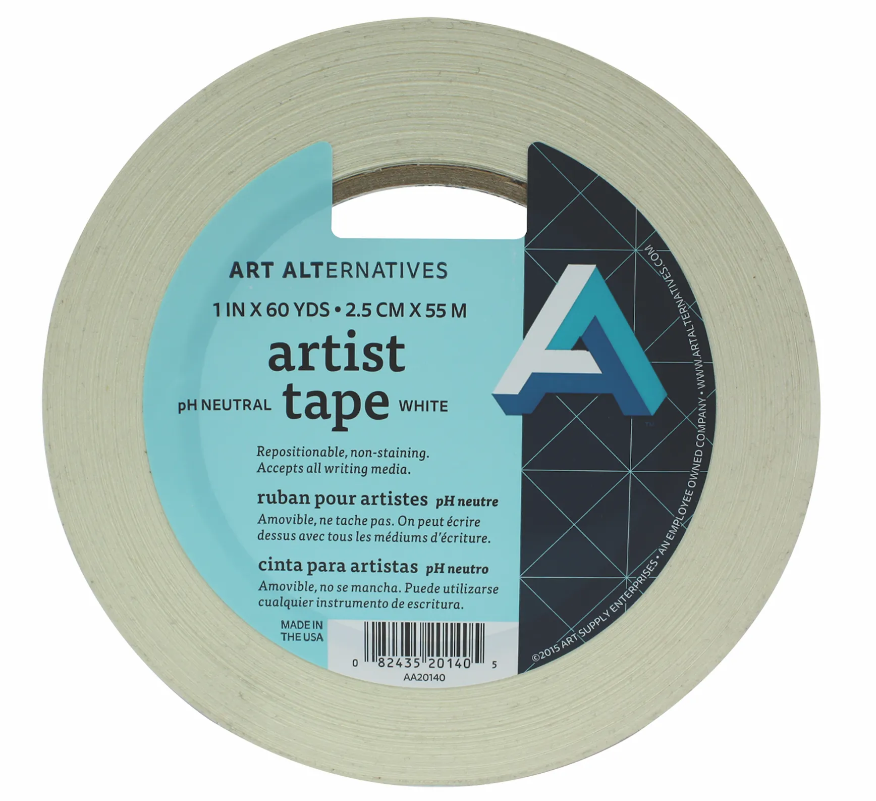 Art Alternatives Artist Tape, 1" Wide x 60 yds, White