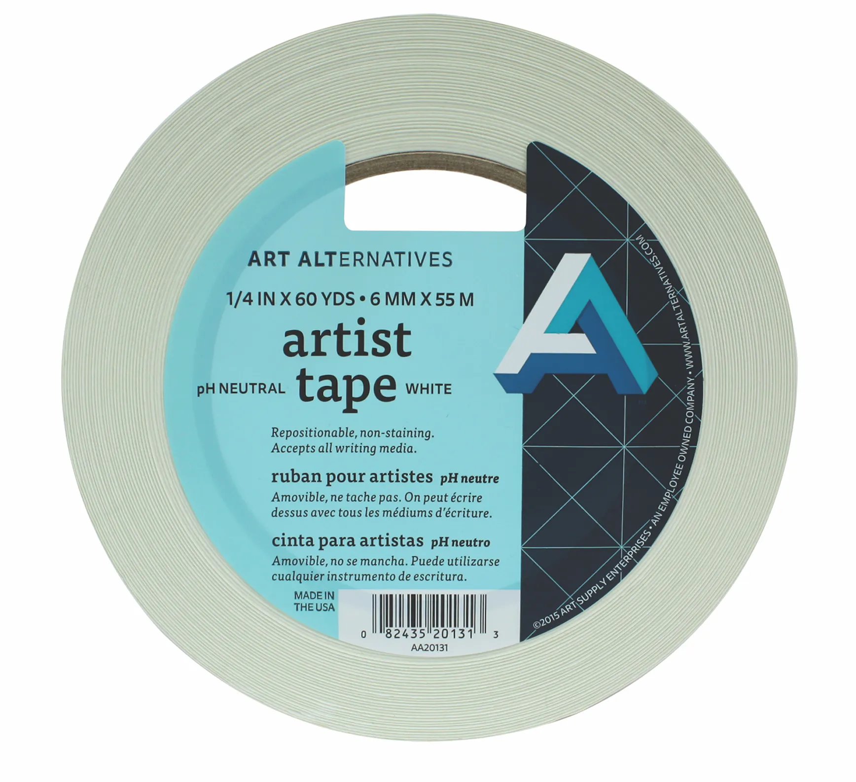 Art Alternatives Artist Tape, 1" Wide x 60 yds, White