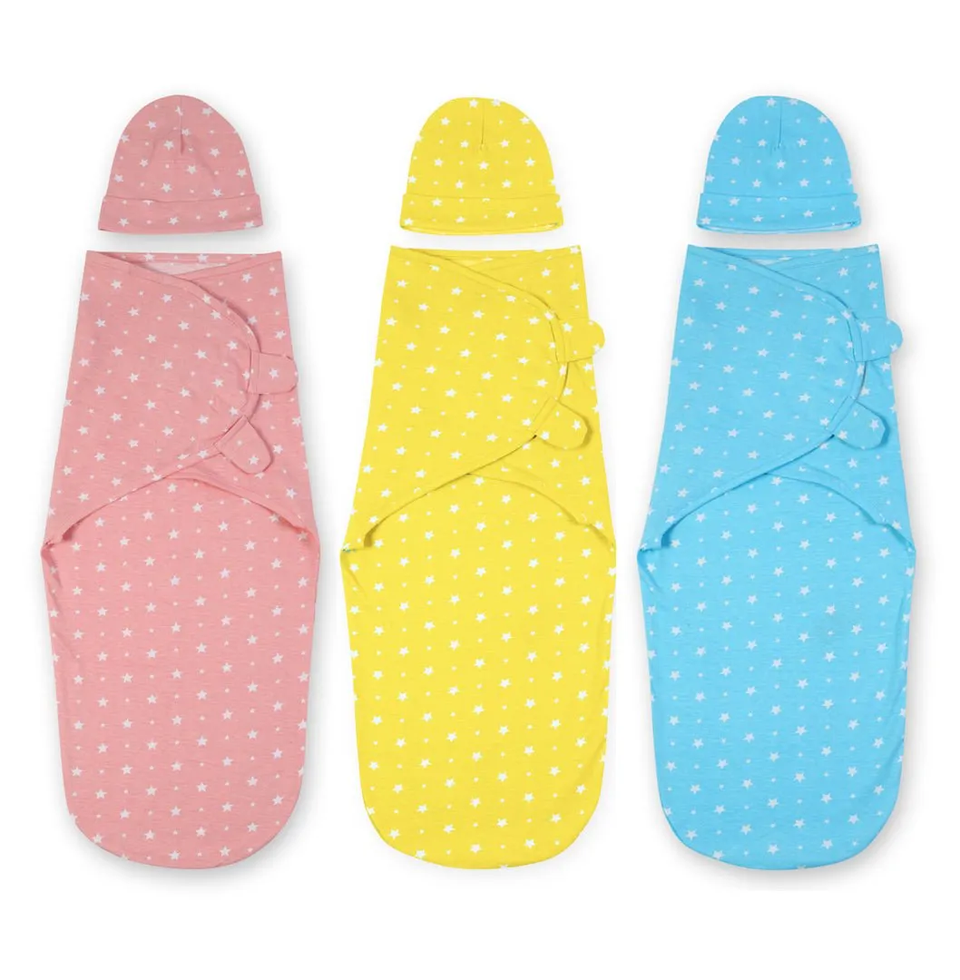 Baby Swaddle Combo- Blue, Pink & Yellow Star