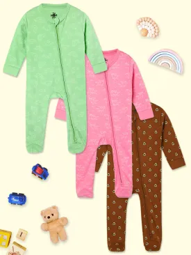 Baby Zipper Romper Combo Of 3: Vroom Vroom-Beary Best-Fairyland