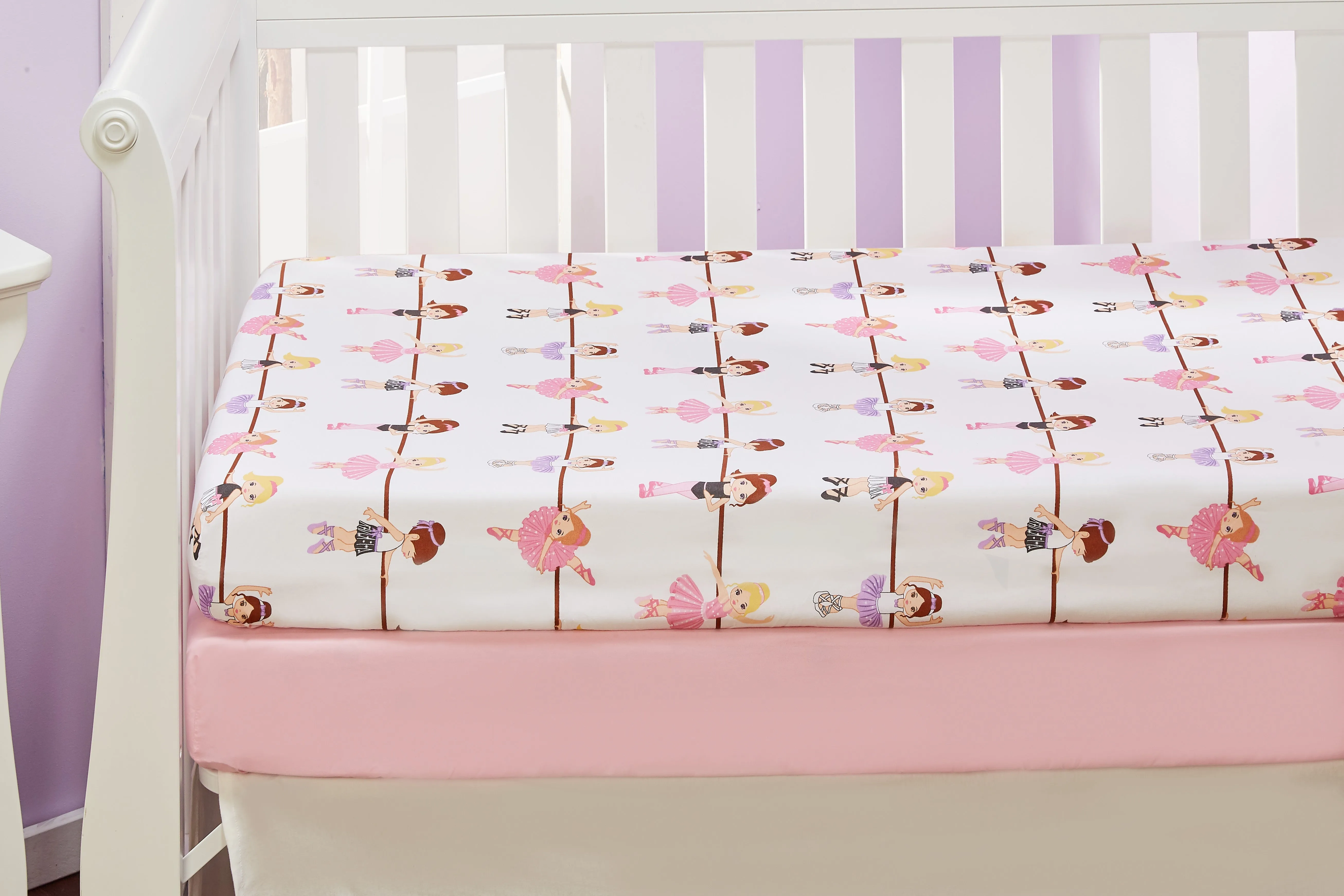 Ballerina/Pink 2-Pack Fitted Girls Crib Sheets