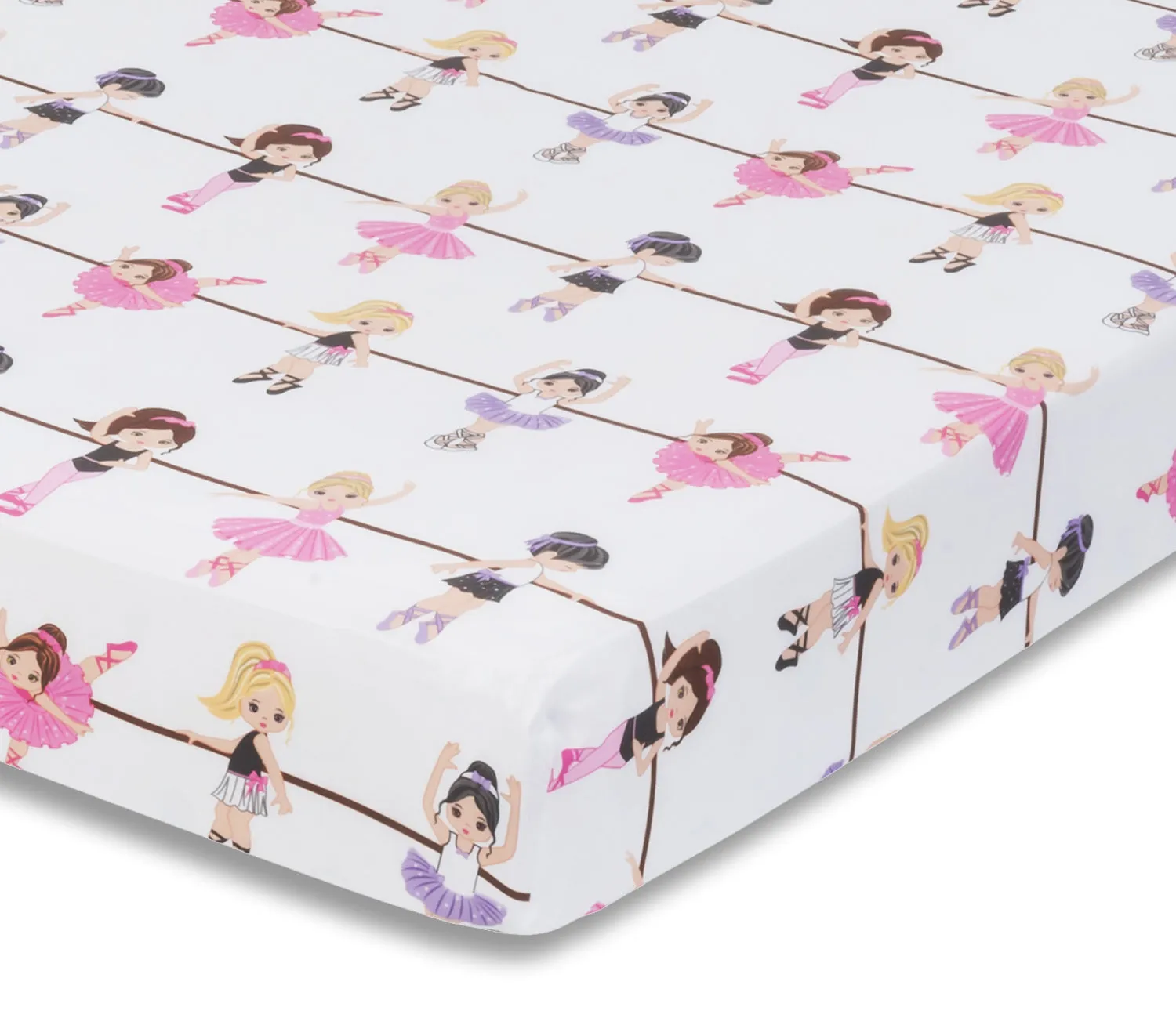 Ballerina/Pink 2-Pack Fitted Girls Crib Sheets