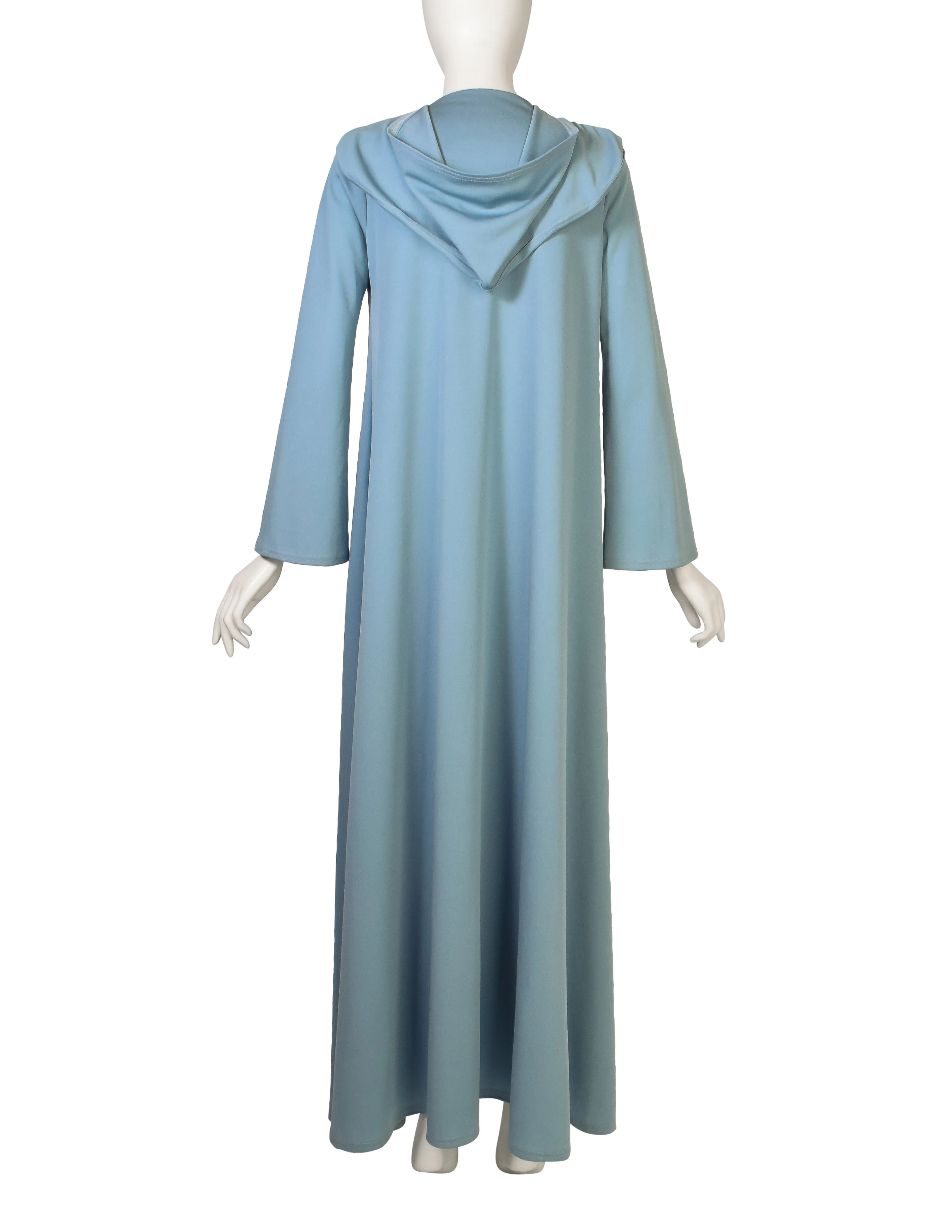 Betsey Johnson Alley Cat Vintage 1970s Baby Blue Hooded Full Length Duster