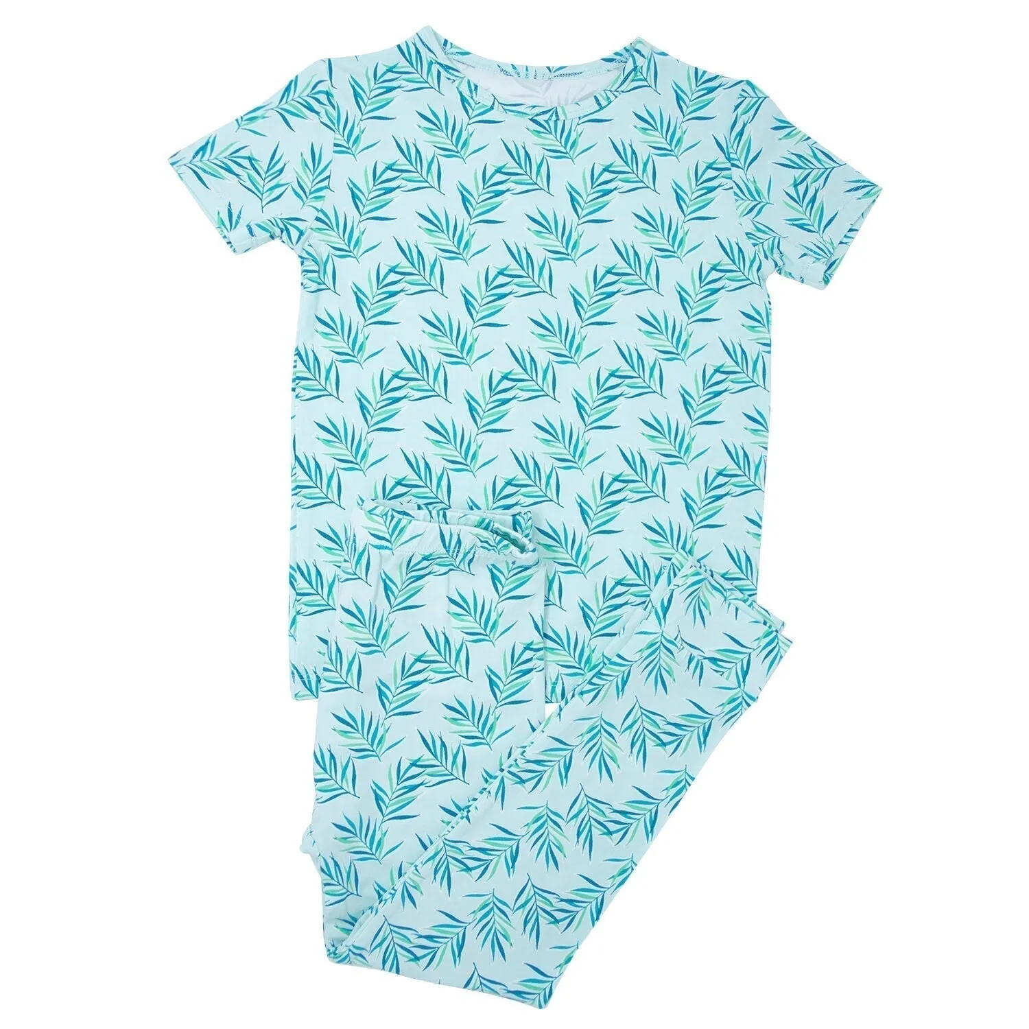 Big Kid Pajama S/s - Palms Blue