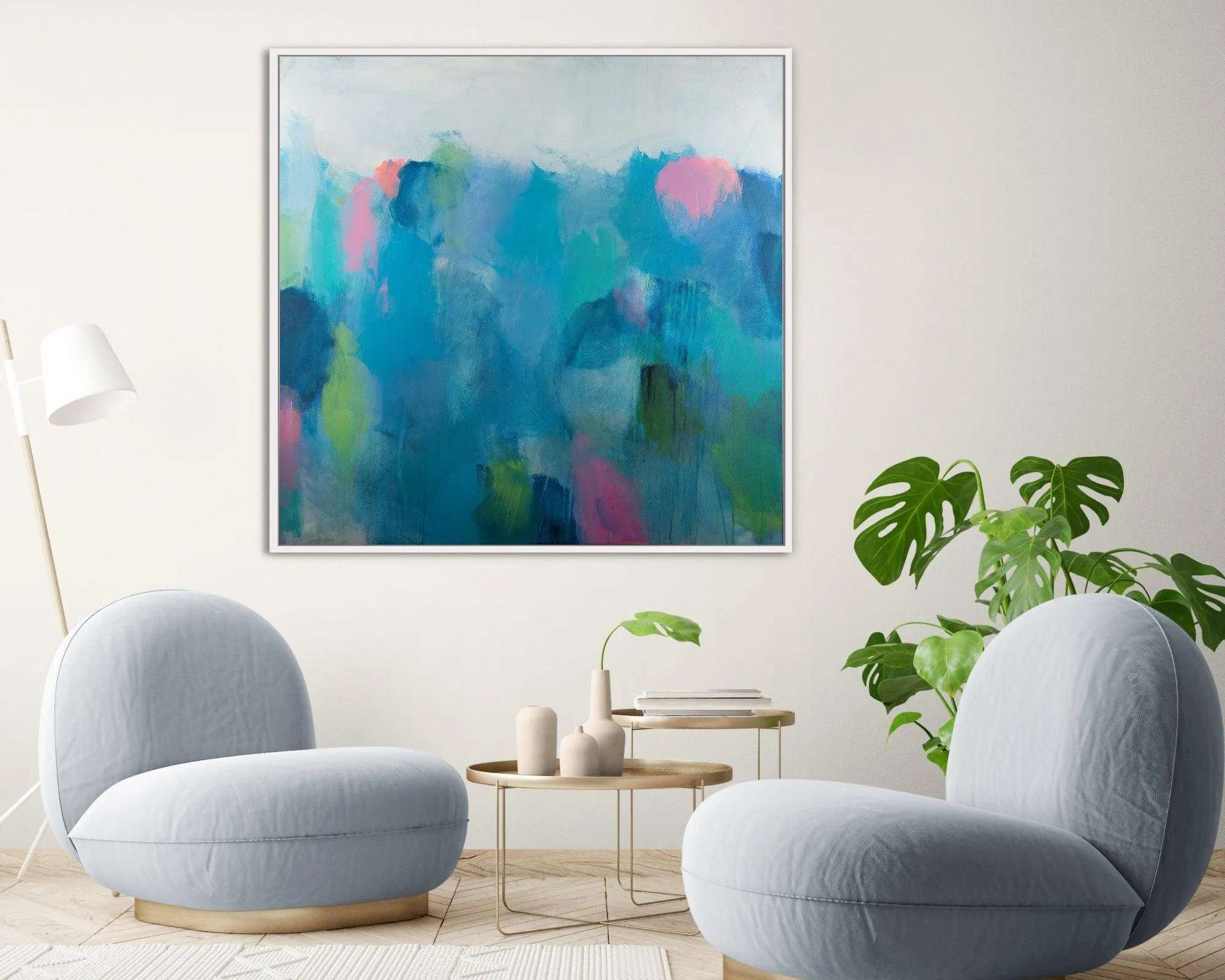 Blue large abstract art print, Teal extra large wall art print