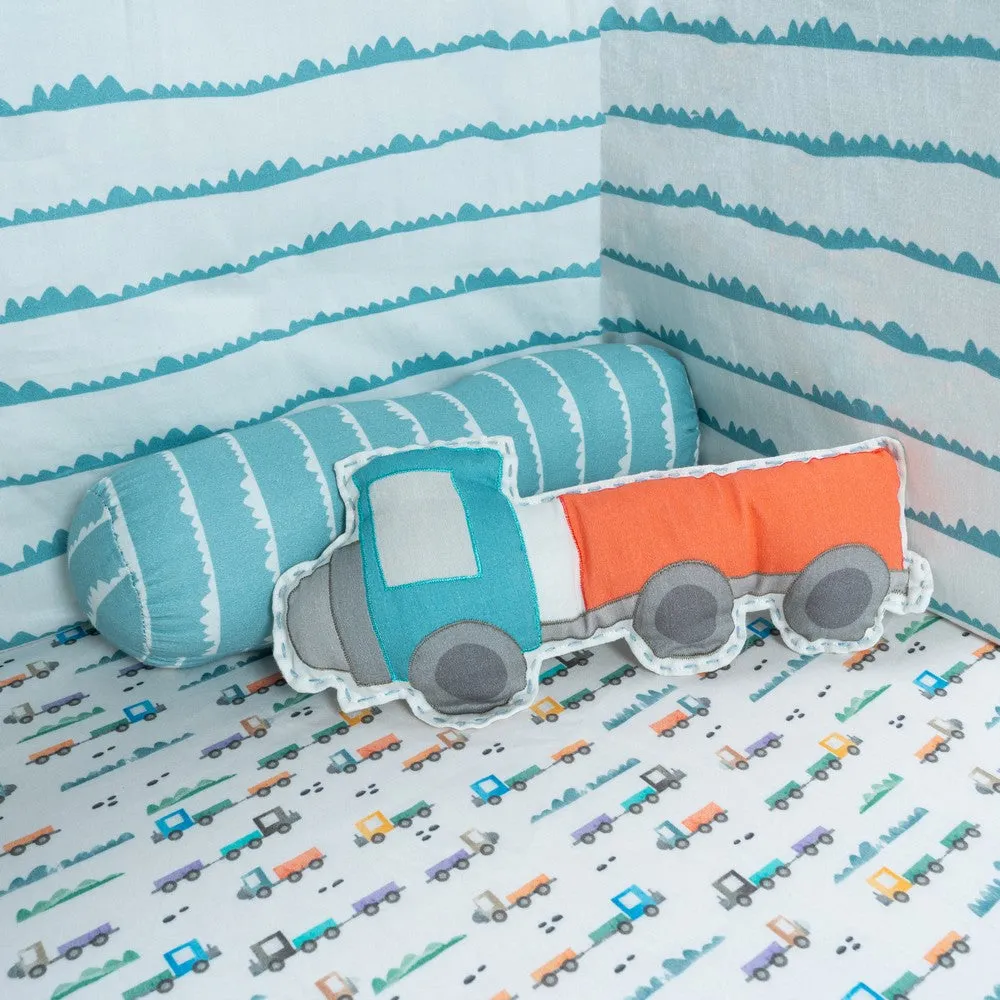 Blue Traffic Jam Organic Cot Bedding Set