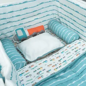 Blue Traffic Jam Organic Cot Bedding Set