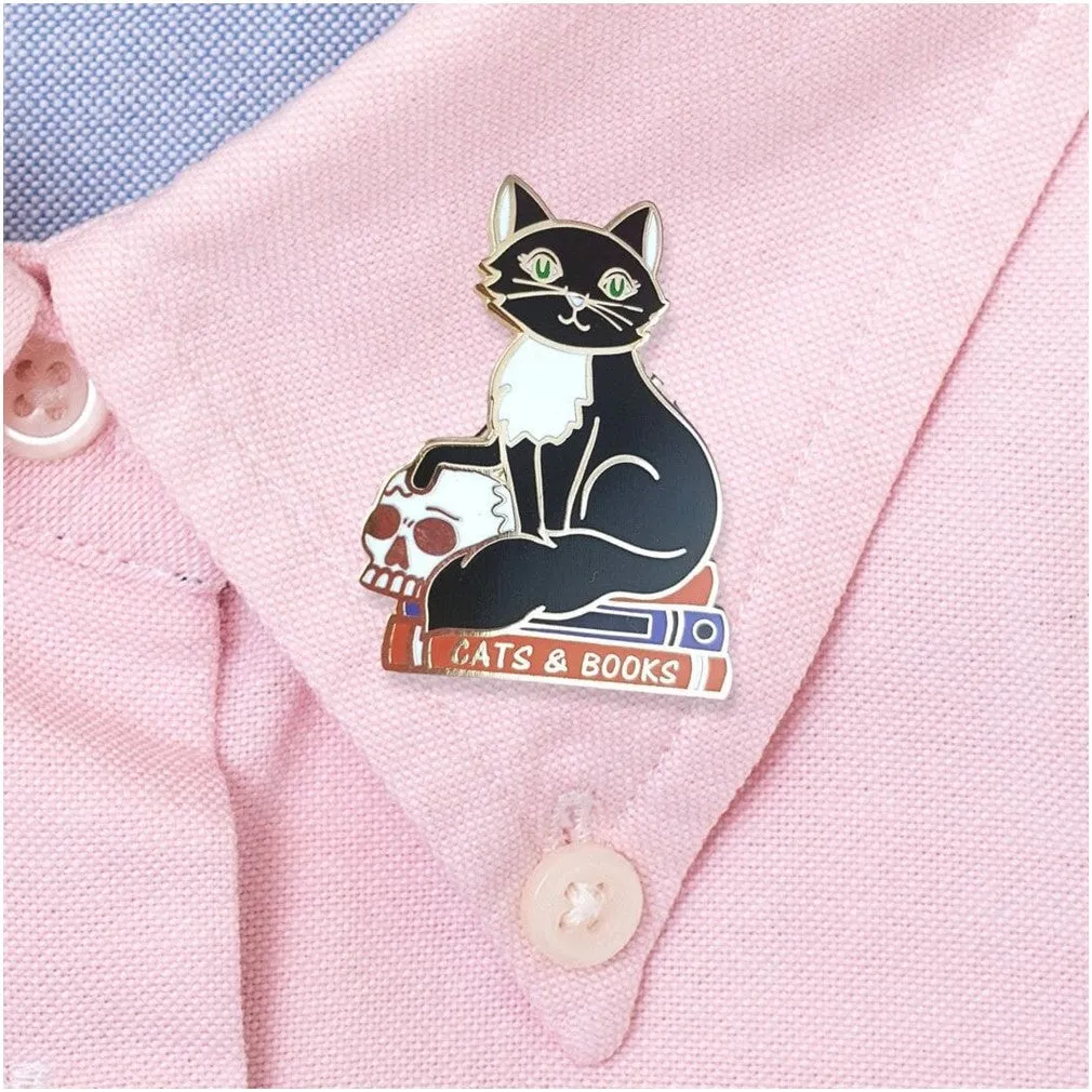 Cats And Books Pin