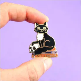 Cats And Books Pin