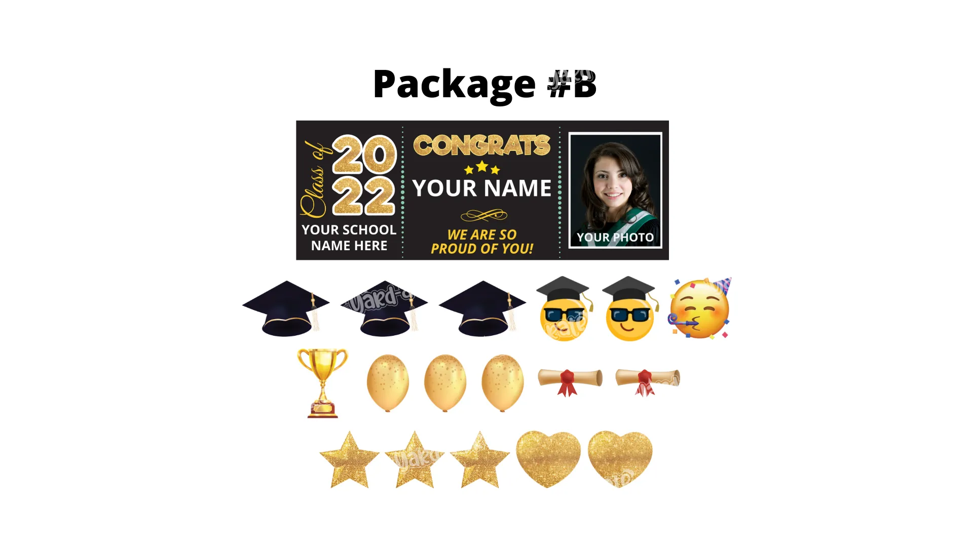 Class of 2022 Sign Package – Hanging Banner 96" wide x 36" tall | Yard Sign Outdoor Lawn Decorations