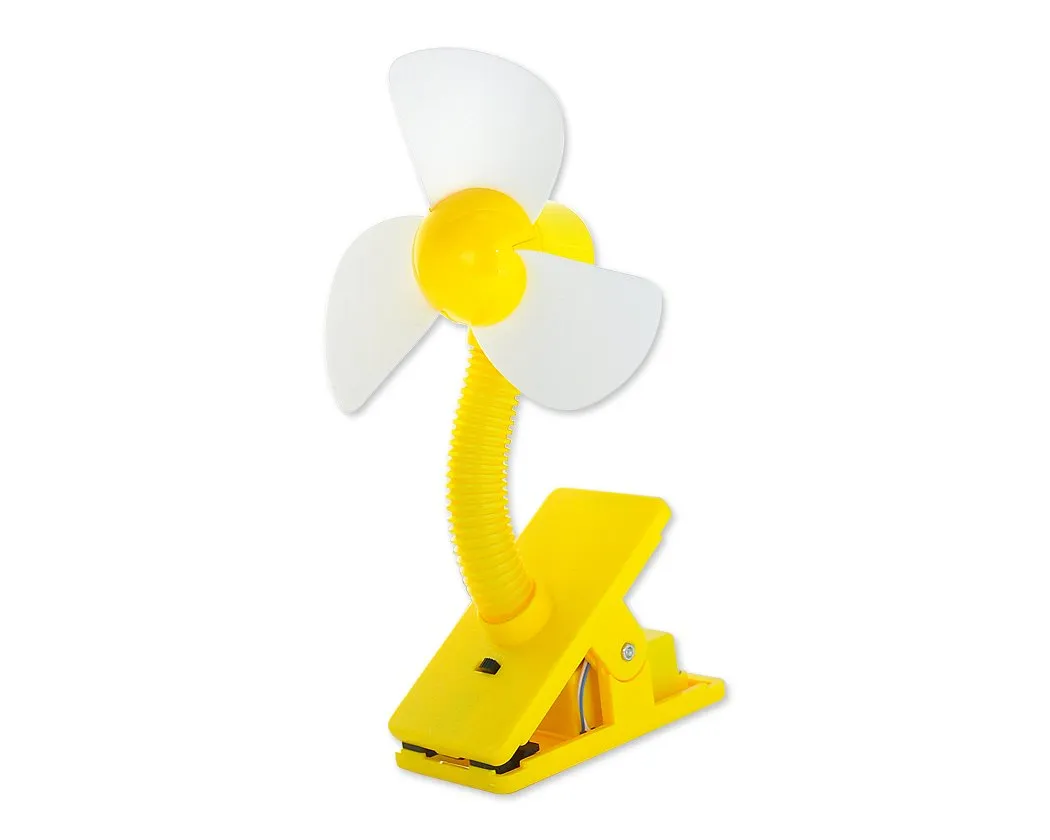 Clip-On USB Rechargeable Cooling Mini Baby Stroller Fan - Yellow