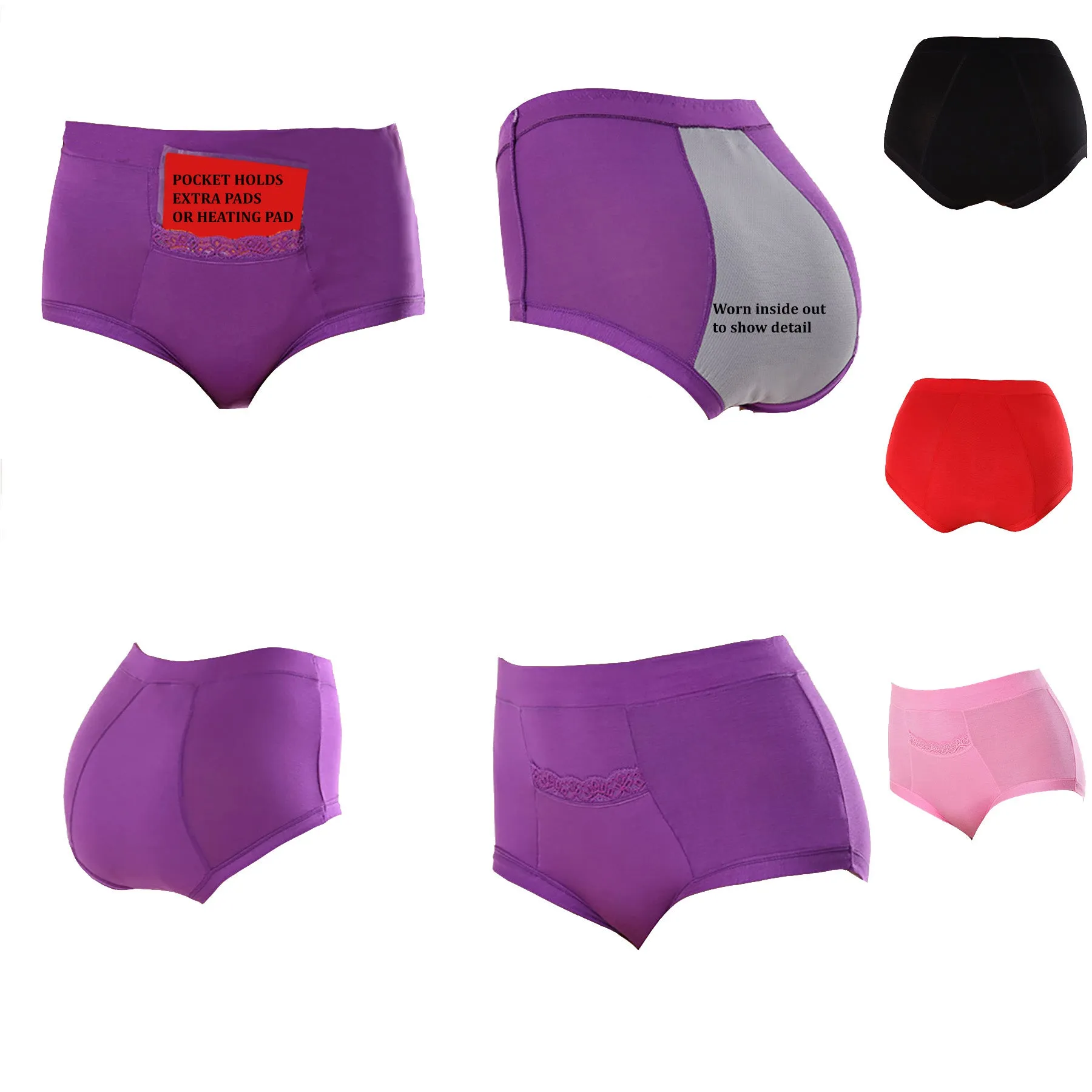 CODE RED Period Panties with Pocket- Hot Pink- 3XL