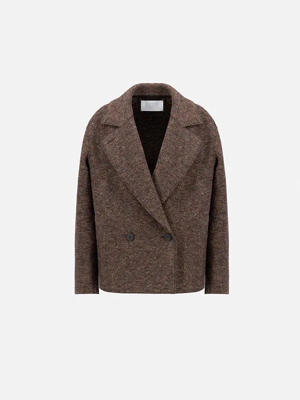 Cropped outdoor jacket in boiled wool