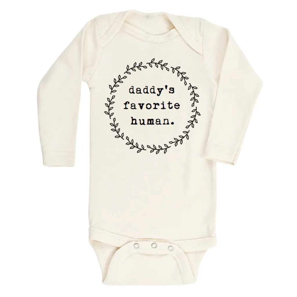 Daddy's Favorite Human - Long Sleeve Organic Cotton Bodysuit