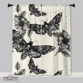 Death Moth and Flower CREAM Curtains