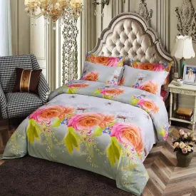 Duvet Cover Set, 6 Piece Luxury Floral Bedding