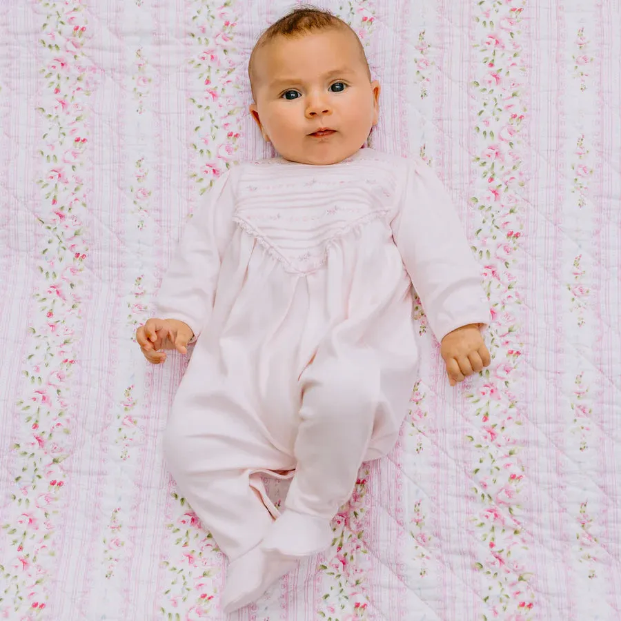 Emile et Rose - Light pink romper with embroidered yolk