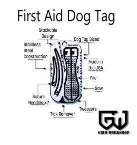 First Aid Dog Tag : Emergency First Aid Necklace