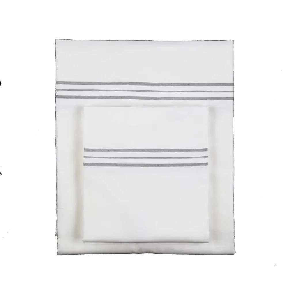 Hem Stripe White & Grey Sheet Sets by Ann Gish