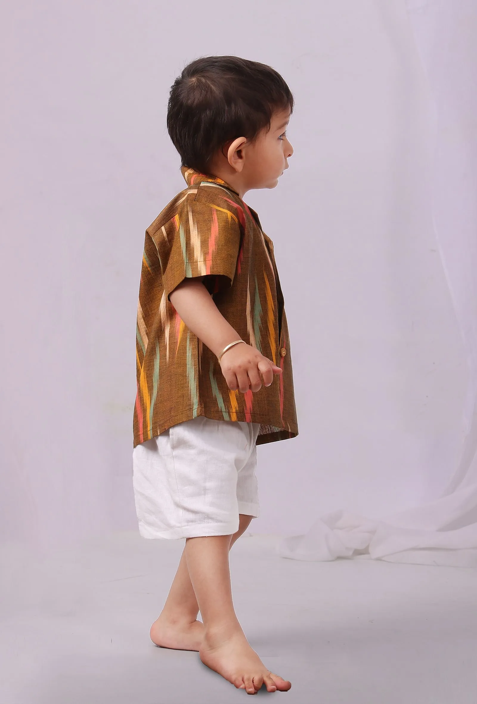 Henna Brown Ikat Half Sleeves Shirt