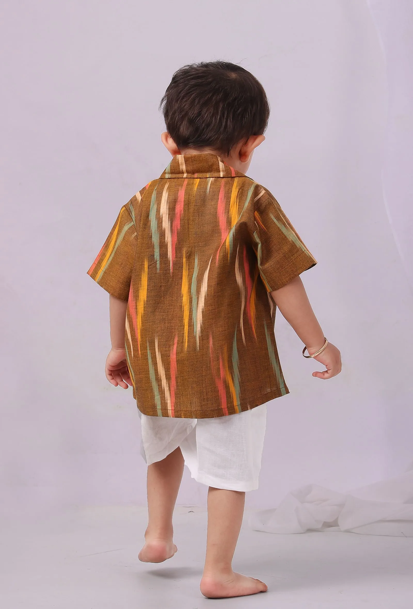 Henna Brown Ikat Half Sleeves Shirt