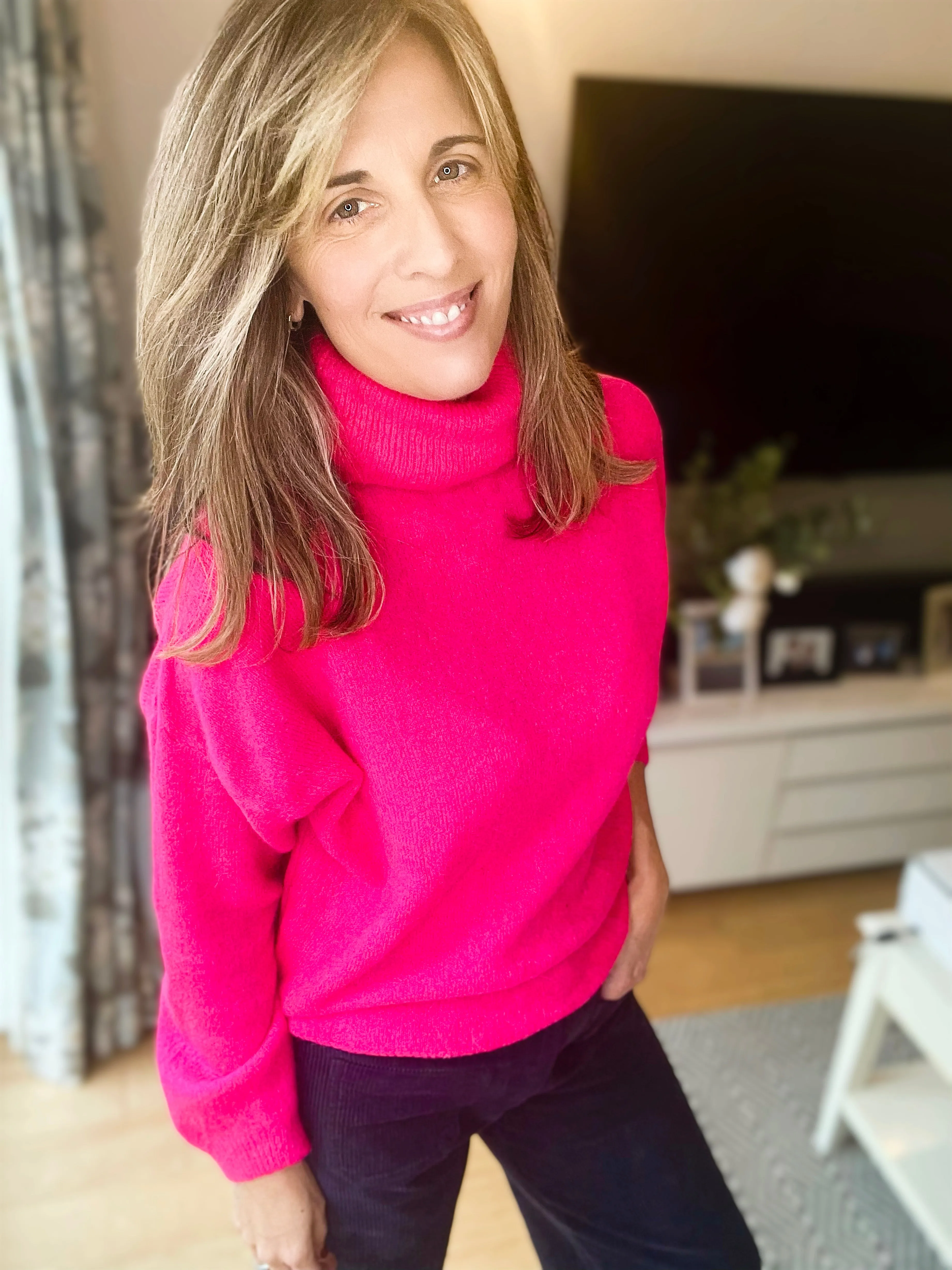 Hot Pink Soft Rollneck Jumper