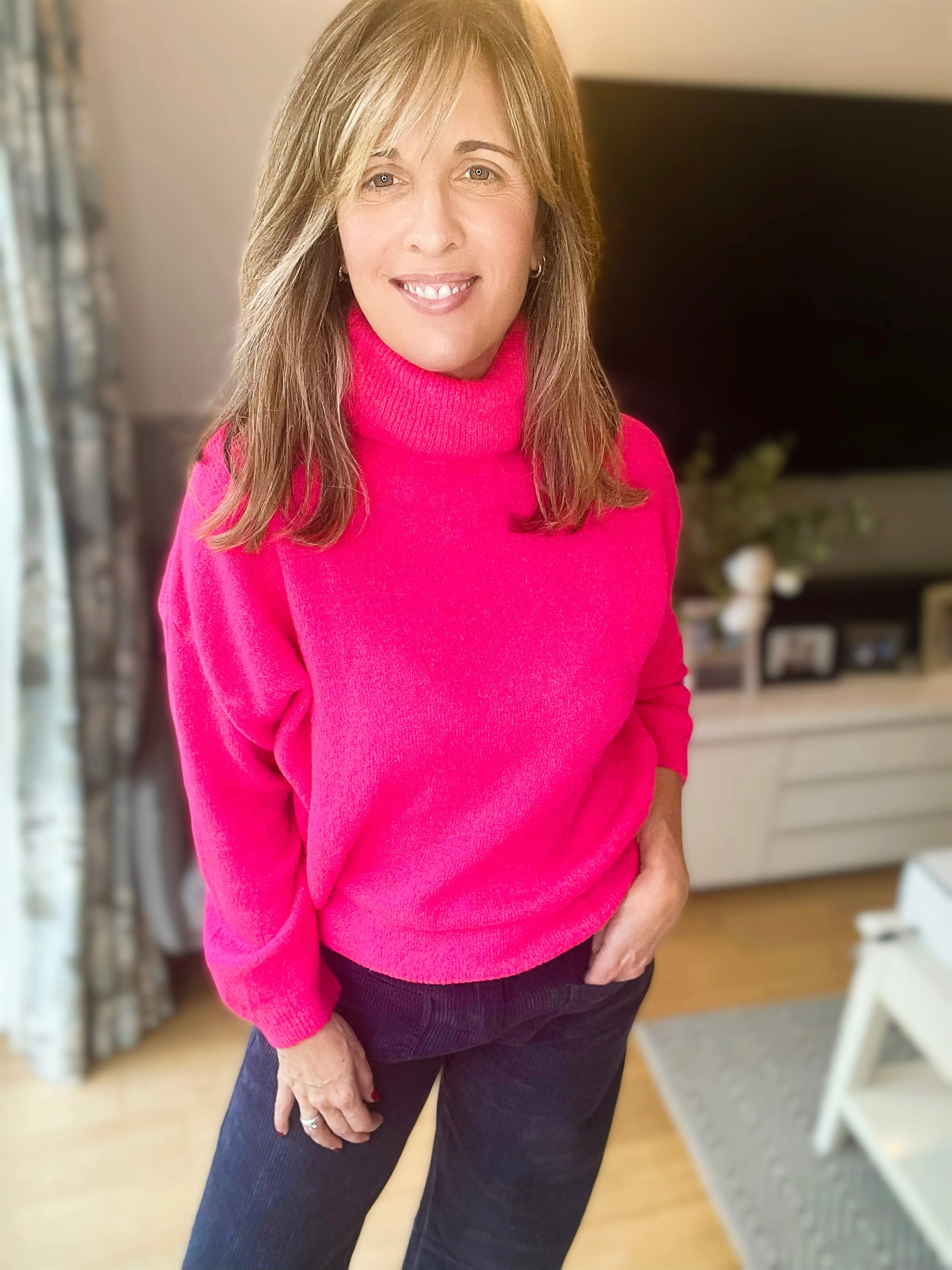 Hot Pink Soft Rollneck Jumper