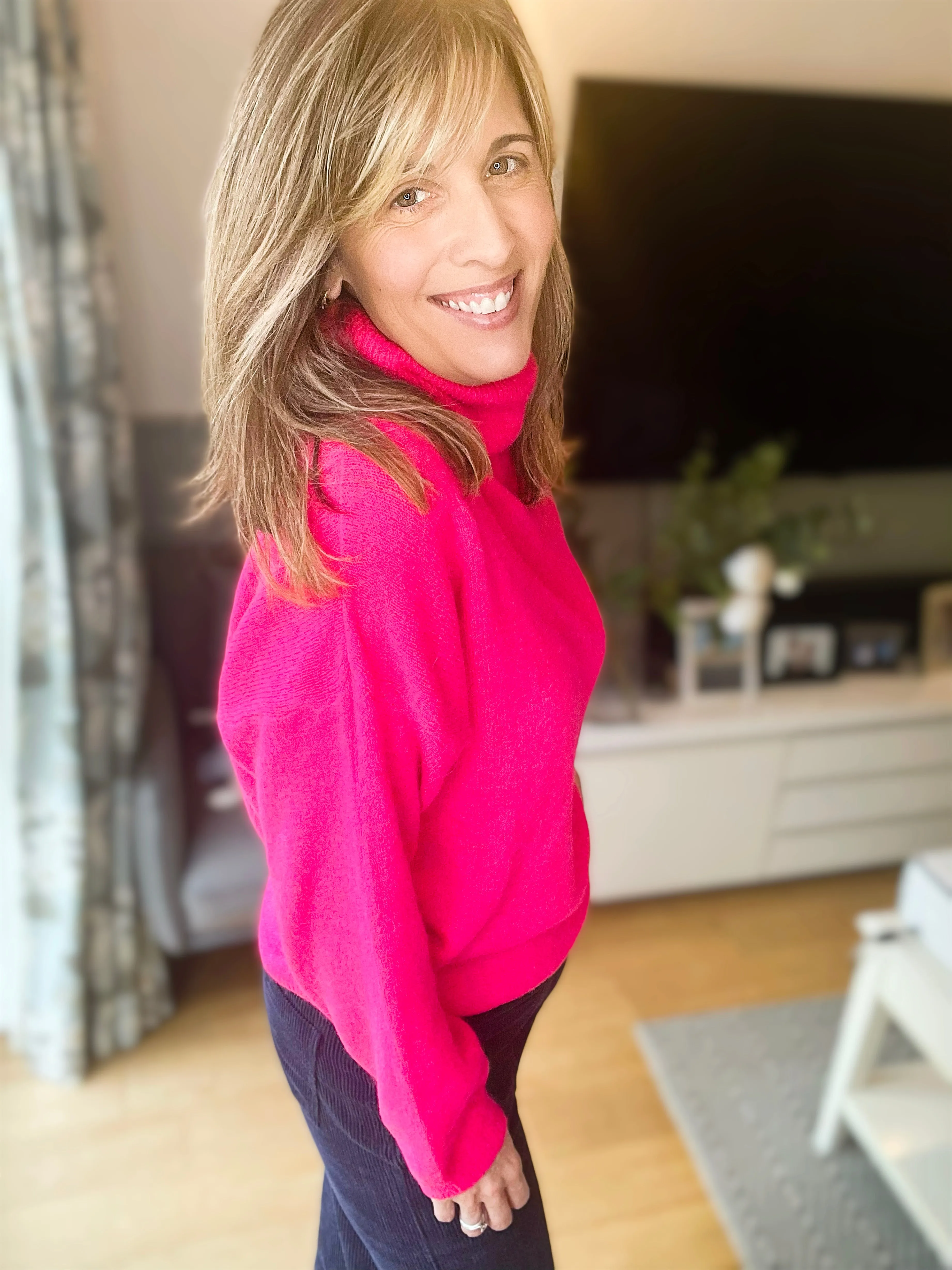 Hot Pink Soft Rollneck Jumper