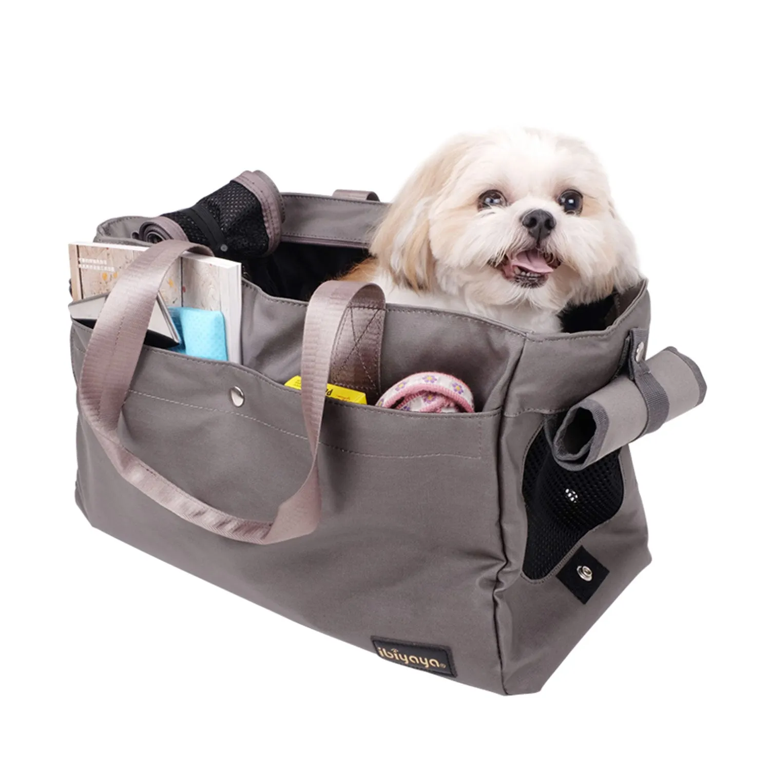 Ibiyaya Canvas Tote Pet Carrier for Dogs & Cats Grey