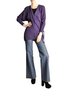 Jean Muir Vintage Purple Wool Crepe Draping Wrap Jacket