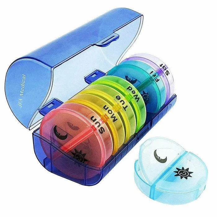 JFA Medical Weekly Cylindrical Pill Box Organiser 14 Compartments