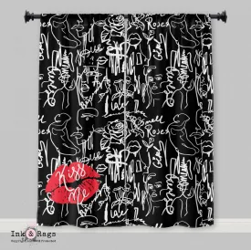 Kiss Me Lip Graffiti Poppy Curtains