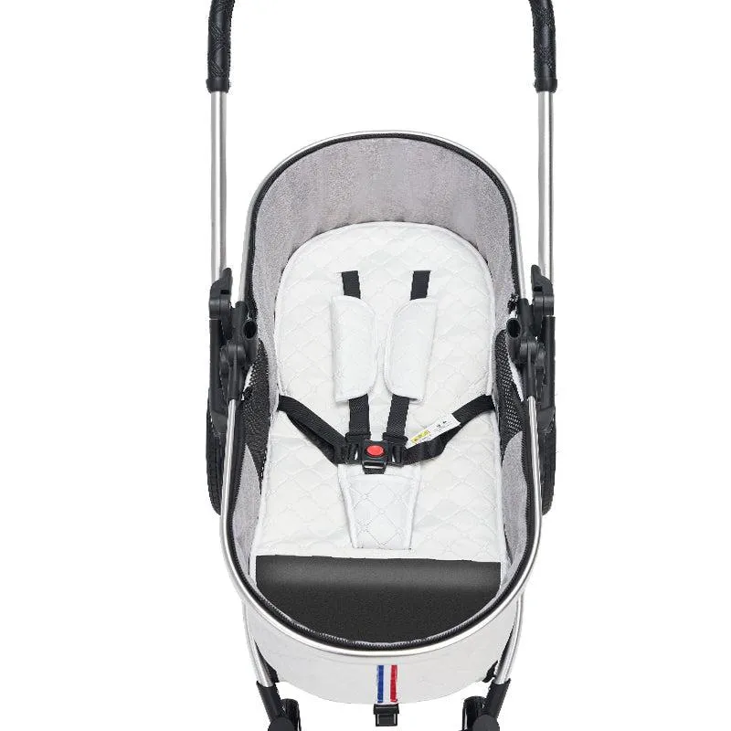 Luxury White Premium 3-In-1 Baby Stroller