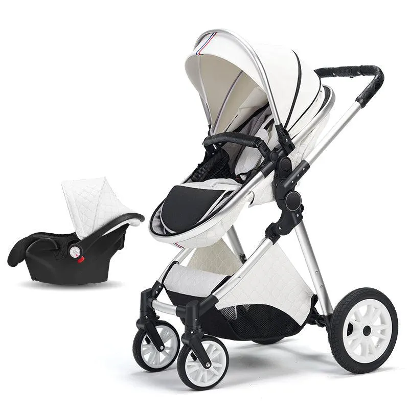 Luxury White Premium 3-In-1 Baby Stroller