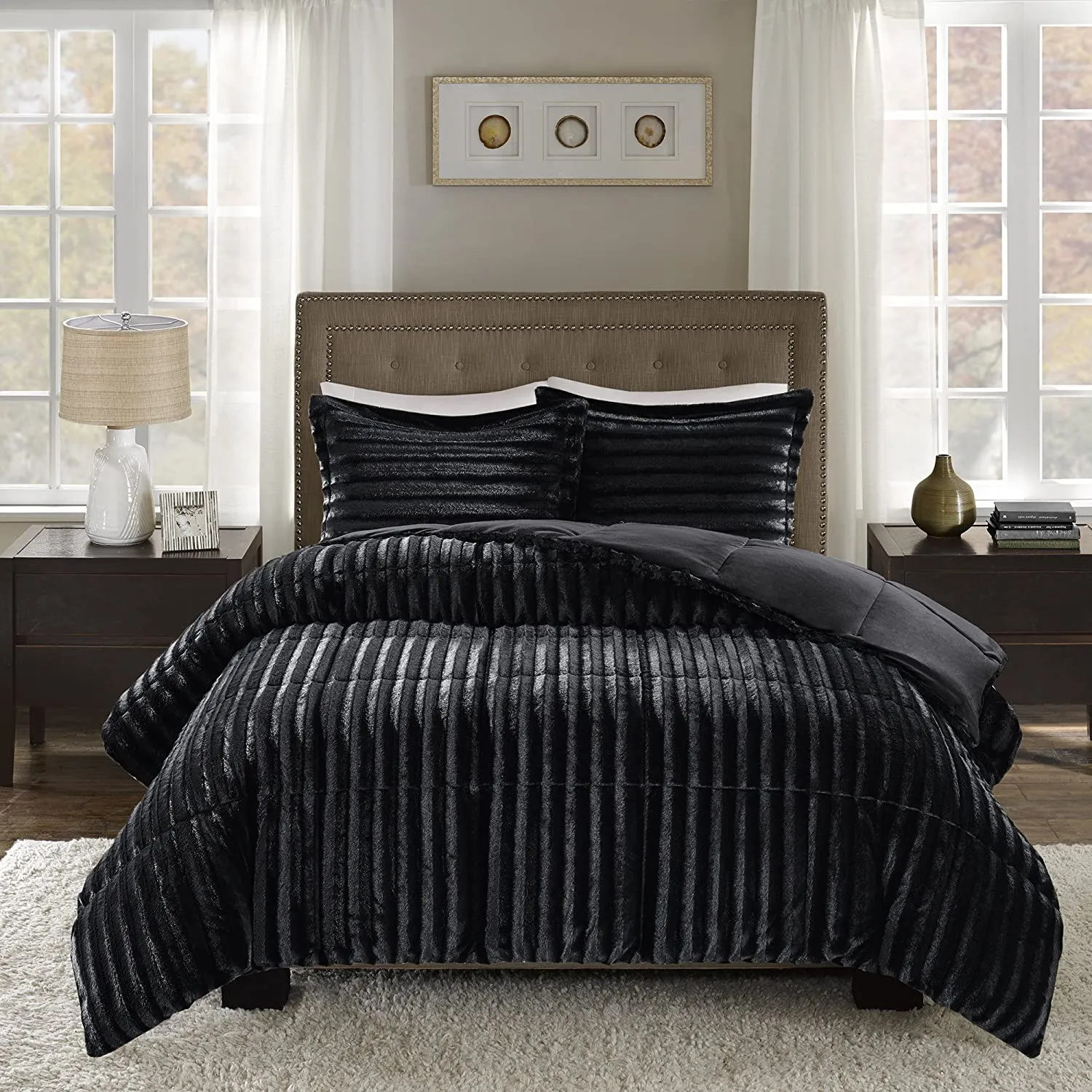 Madison Park Black Velvet Bed Set