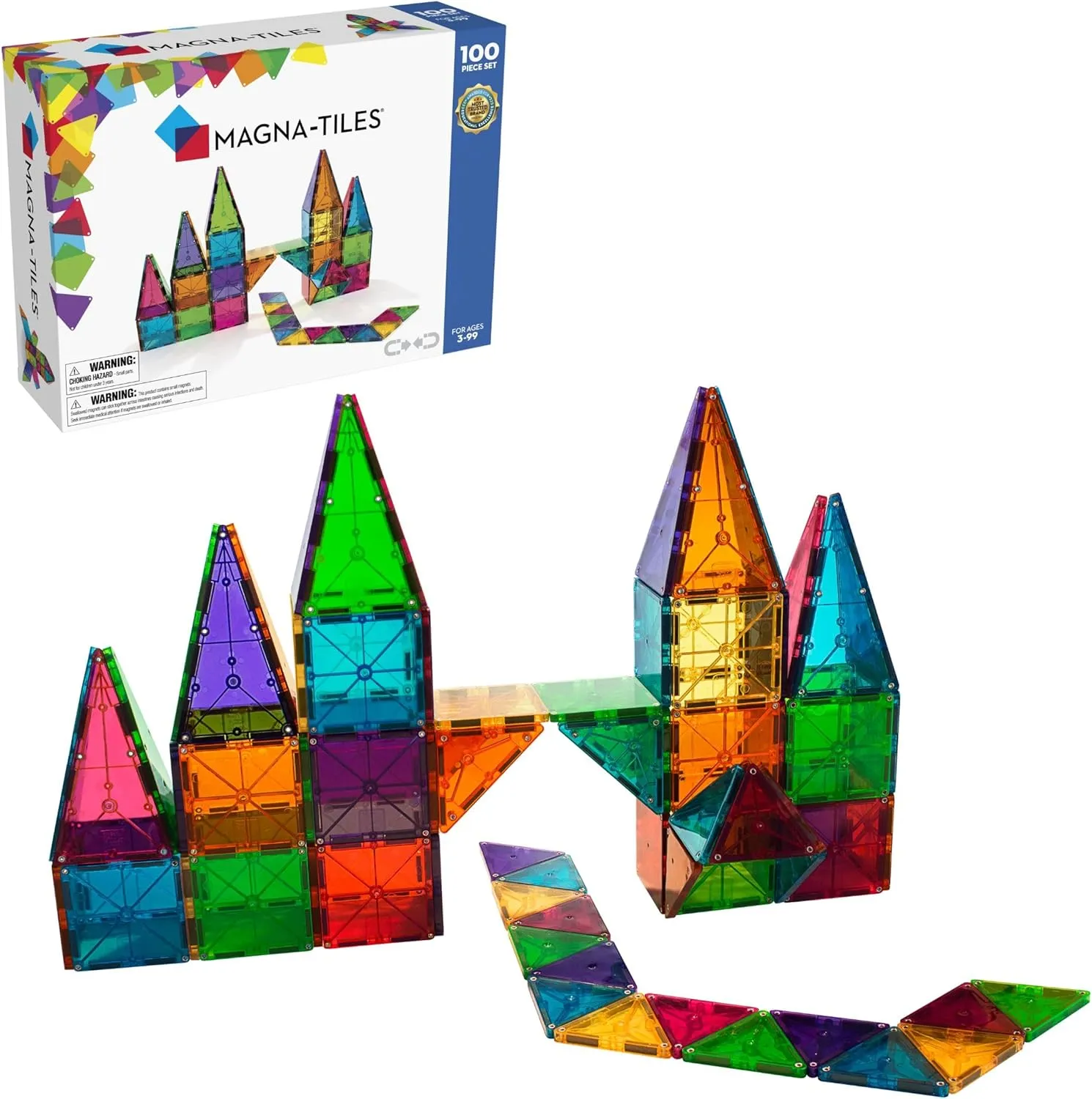 MAGNA-TILES Classic Clear Colors - 100 Piece Set