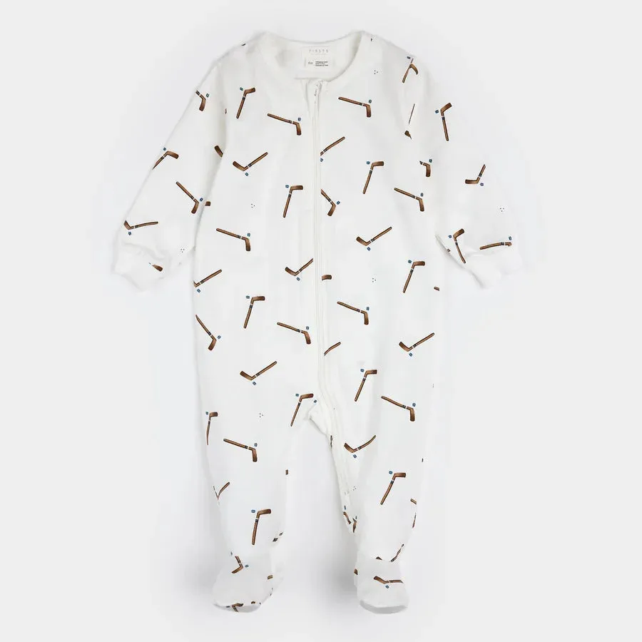 MIL Hockey Stick Print Zipper Footie