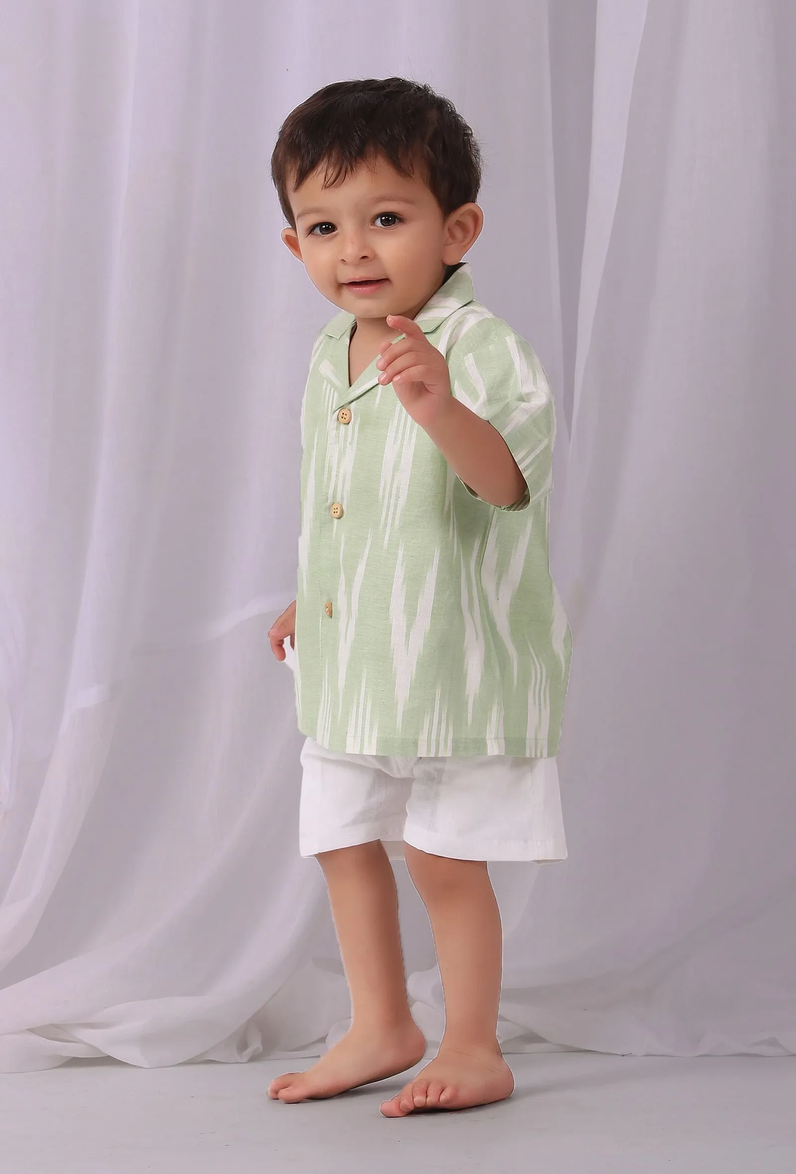 Mint green Ikat Half Sleeves Shirt