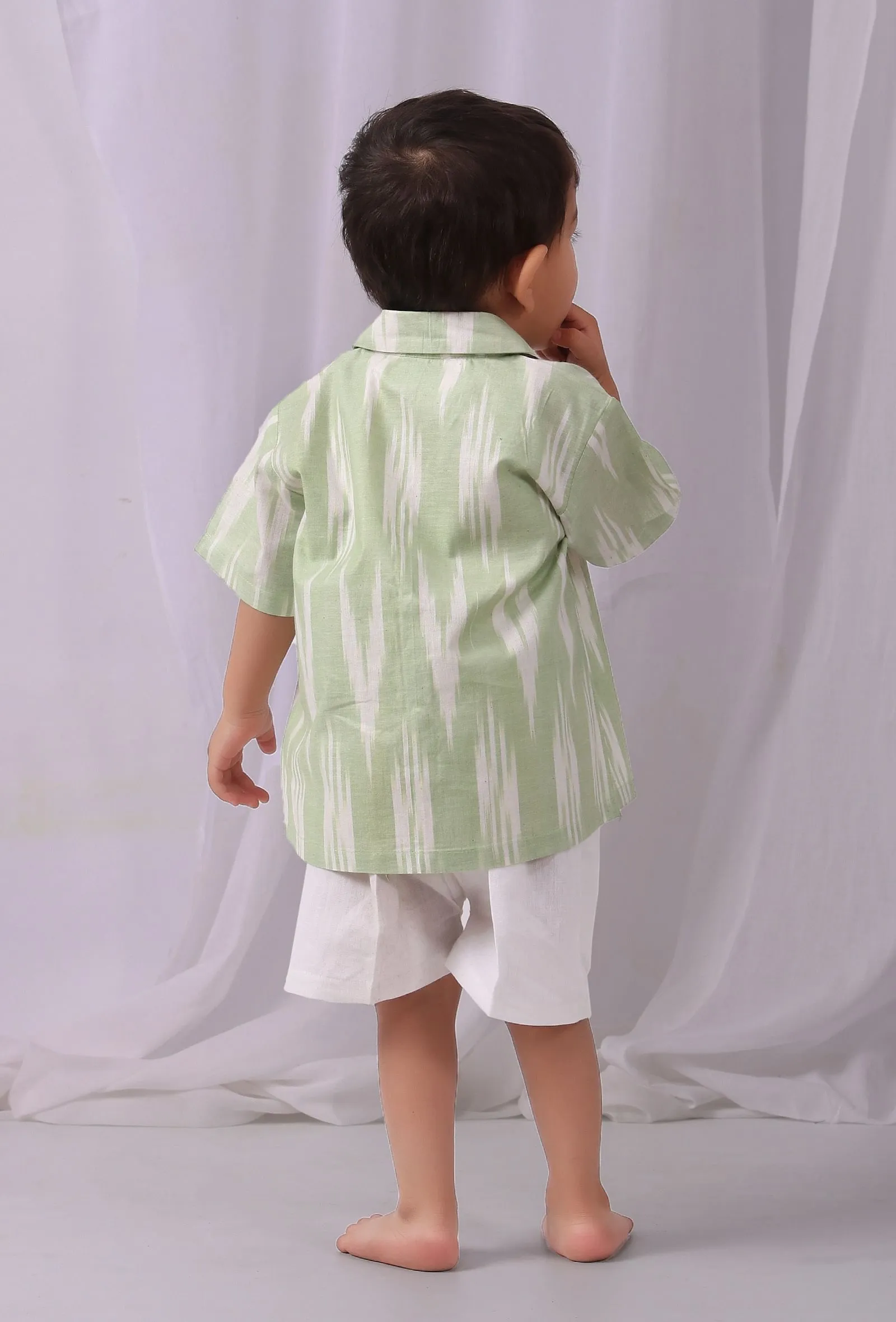 Mint green Ikat Half Sleeves Shirt