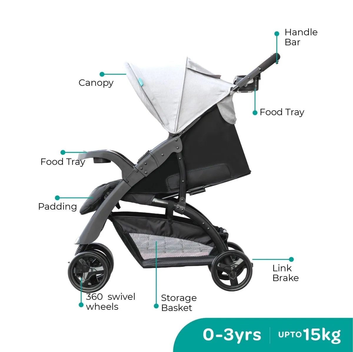 Moon Aria Stroller Lite Grey