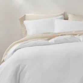 New - Full/Queen Heavyweight Linen Blend Duvet Cover & Sham Set White - Casaluna