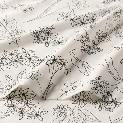 New - King Cotton Blend Sateen Sheet Set Gray Floral - Room Essentials