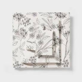 New - King Cotton Blend Sateen Sheet Set Gray Floral - Room Essentials