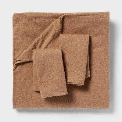 New - King Modern Jersey Duvet and Sham Set Light Brown - Threshold